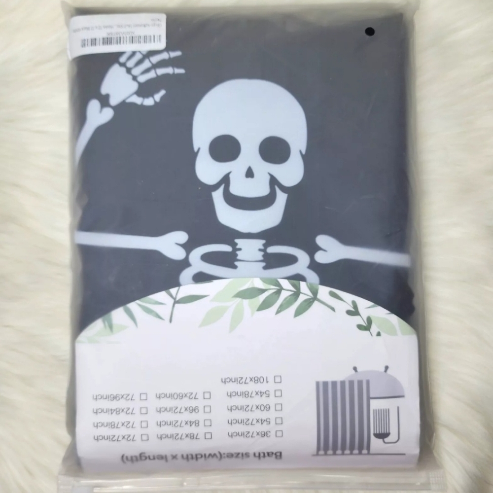 NWT Skeleton Halloween Shower Curtain 72"x72"